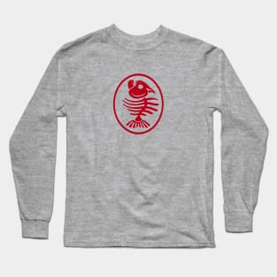 Piranha skeleton.Minimalist design of a fish skull and bones Long Sleeve T-Shirt